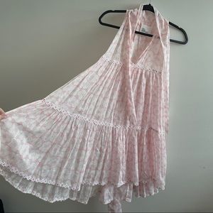 Lisa Marie Fernandez pink floral tank dress / coverup
